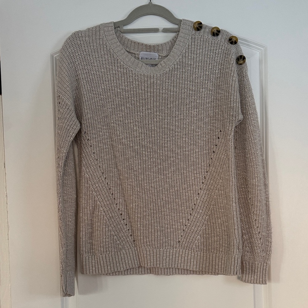 Olive & Oak Taupe Sweater with Button Details